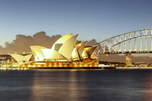 An elegant bridge gracefully arching over a tranquil body of water, offering a scenic passage