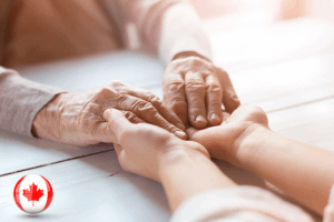 A group of elderly individuals receiving care in Canada's seniors care system