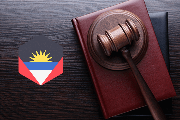 A logo of an Antigua and Barbados law firm, featuring a balance scale symbolizing justice and a gavel symbolizing legal authority